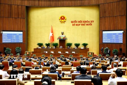 Quốc hội làm việc tại hội trường. (Ảnh: TTXVN)