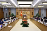 Chủ tịch Quốc hội Trần Thanh Mẫn tiếp Lãnh đạo các thành phố ASEAN. (Ảnh: Doãn Tấn/ TTXVN)