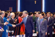 Tổng Bí thư, Chủ tịch nước Tô Lâm và các đồng chí lãnh đạo, nguyên lãnh đạo Đảng, Nhà nước đến dự Phiên trọng thể Đại hội XIV Công đoàn Việt Nam. (Ảnh: Thống Nhất/TTXVN)