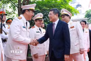 Thủ tướng Lê Minh Hưng dự Lễ kỷ niệm 80 năm Ngày truyền thống lực lượng Cảnh sát hình sự. (Ảnh: Dương Giang/TTXVN)