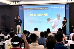 Thông tin về giải đấu của Ban tổ chức tại buổi họp báo. (Ảnh: Thanh Phong/Vietnam+)