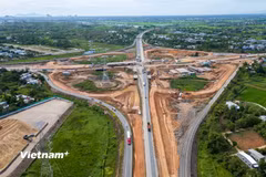 Toàn cảnh dự án thi công cải tạo, nâng cấp nút giao Quốc lộ 14B với cao tốc Đà Nẵng - Quảng Ngãi. (Ảnh: Thanh Phong/Vietnam+)