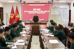 Bộ chỉ huy quân sự Đà Nẵng họp triển khai phương án xây dựng bản đồ phòng chống thiên tai. (Ảnh: PV/Vietnam+)