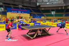 Nội dung thi đấu đồng nội nữ giữa 2 đội thành phố Hồ Chí Minh và đội Đà Nẵng. (Ảnh: Thanh Phong/Vietnam+)