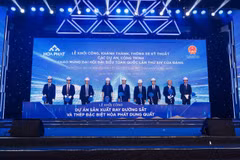 Hòa Phát khởi công Nhà máy sản xuất ray cao tốc và thép đặc biệt, sẵn sàng cung cấp vào các dự án trọng điểm. (Ảnh: Vietnam+)
