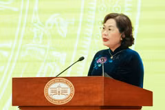 Thống đốc Ngân hàng Nhà nước Nguyễn Thị Hồng phát biểu tại hội nghị. (Ảnh: Vietnam+)