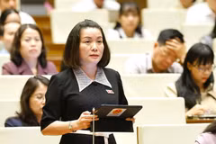 Đại biểu Quốc hội tỉnh Quảng Trị Nguyễn Minh Tâm phát biểu. (Ảnh: Doãn Tấn/TTXVN)
