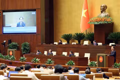 Quốc hội thảo luận về dự án Luật Thủ đô (sửa đổi) và Luật Tiếp cận thông tin (sửa đổi). (Ảnh: An Đăng/TTXVN)