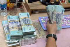 Ngân hàng đồng loạt giảm lãi suất huy động và cho vay, tiếp sức nền kinh tế. (Ảnh: Vietnam+)