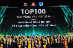 Agribank vinh dự đạt Giải thưởng Sao Vàng đất Việt năm 2024. (Ảnh: Vietnam+)