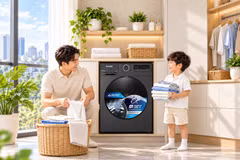 Máy giặt cửa trước Funiki HWM F8105ADG phù hợp với nhu cầu giặt giũ hằng ngày của các gia đình trẻ. (Ảnh: Vietnam+)
