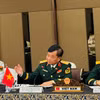Thượng tướng Hoàng Xuân Chiến, Ủy viên Trung ương Đảng, Ủy viên Thường vụ Quân ủy Trung ương, Thứ trưởng Bộ Quốc phòng phát biểu tại Đối thoại. (Ảnh: Đỗ Quyên/TTXVN)
