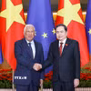 Chủ tịch Quốc hội Trần Thanh Mẫn hội kiến Chủ tịch Hội đồng châu Âu António Costa. (Ảnh: Doãn Tấn/TTXVN)