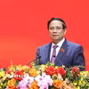 Đồng chí Phạm Minh Chính, Ủy viên Bộ Chính trị, Bí thư Đảng ủy, Thủ tướng Chính phủ phát biểu chỉ đạo. (Ảnh: Dương Giang/TTXVN)