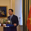 Đại sứ Việt Nam tại Ba Lan Hà Hoàng Hải phát biểu. (Ảnh TTXVN phát)