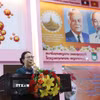 Cô Sivanheung Phengkhammay, Hiệu trưởng trường Song ngữ Lào-Việt Nam Nguyễn Du phát biểu tại kỷ niệm. (Ảnh: Xuân Tú/TTXVN)