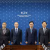 Các thứ trưởng Ngoại giao, Quốc phòng Hàn Quốc và Nhật Bản tại cuộc đối thoại an ninh "2+2" ở Seoul ngày 7/5. (Ảnh: Yonhap)