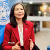 Điều phối viên thường trú của Liên hợp quốc tại Việt Nam Pauline Tamesis trả lời phỏng vấn của phóng viên Thông tấn xã Việt Nam. (Ảnh: Việt Đức/TTXVN)