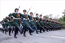 Các chiến sĩ đã hăng say luyện tập với cường độ cao suốt 4 tháng qua, hướng đến mục tiêu "đúng, đều, mạnh, đẹp và thống nhất". (Ảnh: Tuấn Anh/TTXVN)