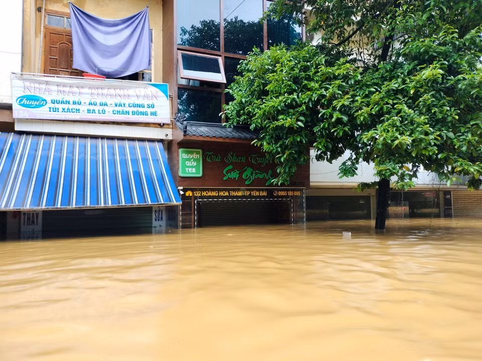 Ngập lụt tại thành phố Yên Bái sáng 10/9/2024. (Ảnh: Tuấn Anh/TTXVN)