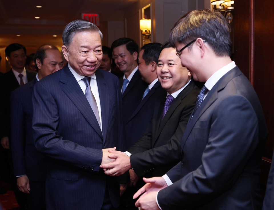 Tổng Bí thư, Chủ tịch nước Tô Lâm dự Tọa đàm Tăng cường hợp tác Việt Nam-Hoa Kỳ trong phát triển ngành công nghiệp bán dẫn và trí tuệ nhân tạo. (Ảnh: Lâm Khánh/TTXVN)