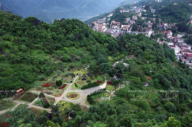 Trên hành trình lên đỉnh núi Hàm Rồng, du khách sẽ đi qua vườn hoa lớn, nơi được xây dựng dựa theo địa thế tự nhiên của dãy núi như một bình nguyên thu nhỏ rực rỡ, với muôn vàn sắc hoa. (Ảnh: Công Đạt/Báo ảnh Việt Nam)