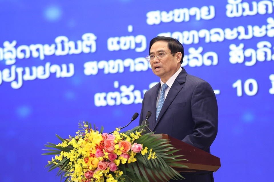 Thủ tướng Phạm Minh Chính phát biểu tại buổi lễ. (Ảnh: Dương Giang/TTXVN)