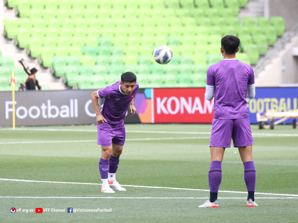 Các cầu thủ Đội tuyển Việt Nam tập luyện. (Ảnh: TTXVN phát)