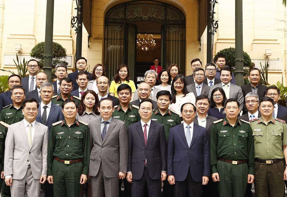 Chủ tịch nước Võ Văn Thưởng và các đại biểu dự hội nghị. (Ảnh: Thống Nhất/TTXVN)