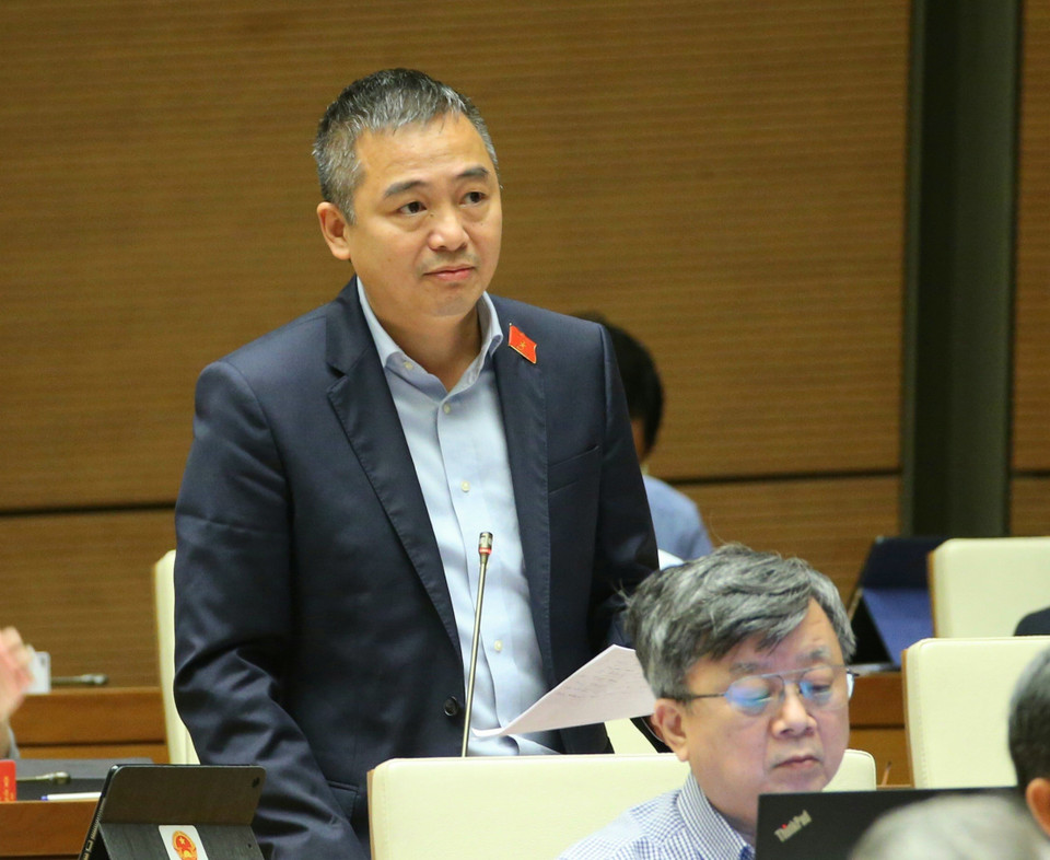 Đại biểu Quốc hội tỉnh An Giang Nguyễn Lân Hiếu phát biểu ý kiến. (Ảnh: Doãn Tấn/TTXVN)