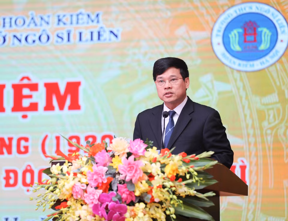 Phó Chủ tịch Ủy ban Nhân dân thành phố Hà Nội Ngô Văn Quý phát biểu tại lễ kỷ niệm. (Ảnh: Thanh Tùng/TTXVN)