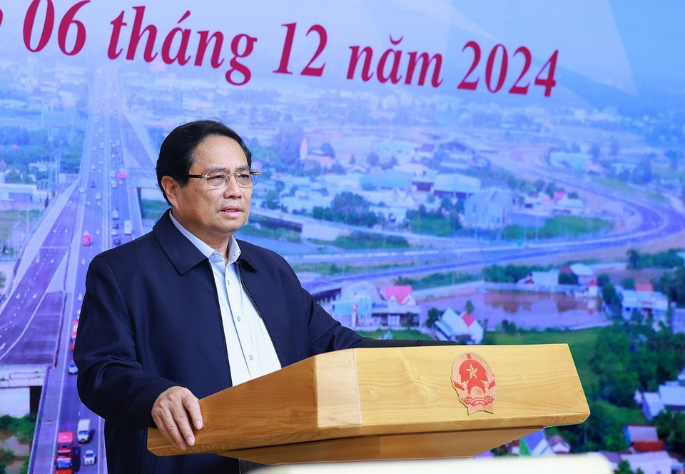 Chiều 6/12/2024, tại Hà Nội, Thủ tướng Phạm Minh Chính, Trưởng Ban Chỉ đạo Nhà nước các công trình, dự án quan trọng quốc gia, trọng điểm ngành giao thông vận tải chủ trì Phiên họp thứ 15 Ban Chỉ đạo. (Ảnh: Dương Giang/TTXVN)