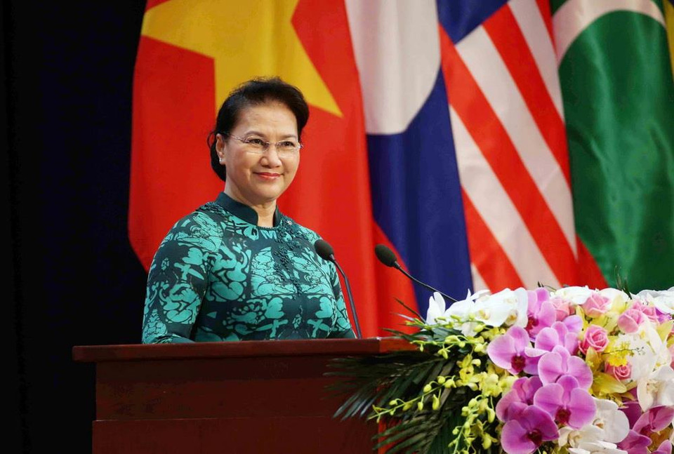 Việt Nam đã tổ chức thành công nhiều hội nghị quốc tế quan trọng, trong đó có Đại hội Các cơ quan Kiểm toán tối cao châu Á lần thứ 14 (ASOSAI 14), tháng 9/2018 tại Hà Nội. Trong ảnh: Chủ tịch Quốc hội Nguyễn Thị Kim Ngân phát biểu chào mừng tại Lễ khai mạc Đại hội Tổ chức các Cơ quan Kiểm toán tối cao châu Á (ASOSAI) lần thứ 14 và Lễ kỷ niệm 40 năm Hiến chương ASOSAI, được tổ chức trọng thể tại Trung tâm Hội nghị Quốc gia (Hà Nội), ngày 19/9/2018. (Nguồn: TTXVN)