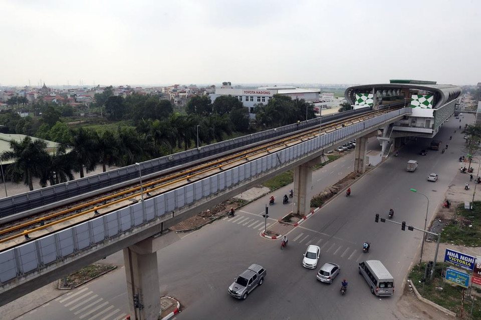 Nhà ga Yên Nghĩa - nhà ga cuối cùng trên tuyến đường sắt đô thị Cát Linh-Hà Đông. (Ảnh: Huy Hùng/TTXVN)