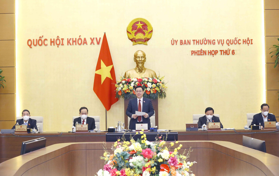 Chủ tịch Quốc hội Vương Đình Huệ phát biểu khai mạc. (Ảnh: Doãn Tấn/TTXVN)