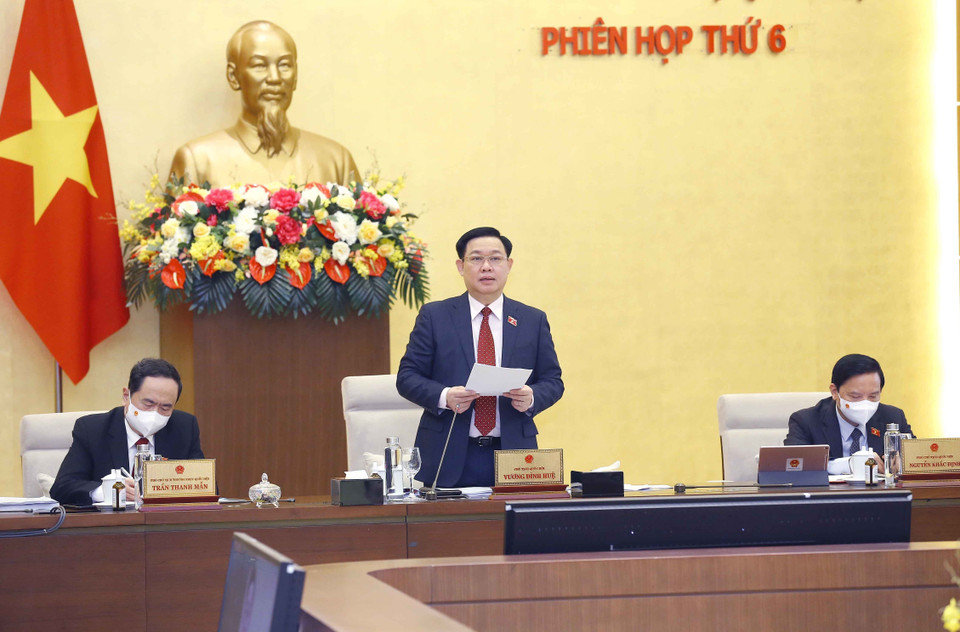 Chủ tịch Quốc hội Vương Đình Huệ phát biểu khai mạc. (Ảnh: Doãn Tấn/TTXVN)