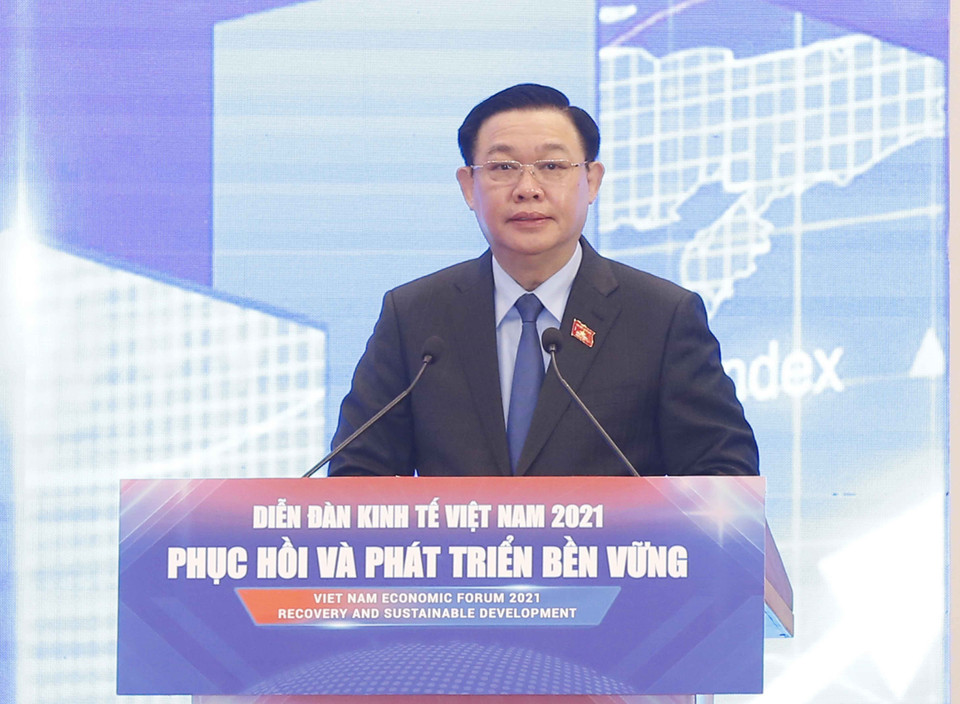 Chủ tịch Quốc hội Vương Đình Huệ phát biểu. (Ảnh: Doãn Tấn/TTXVN)