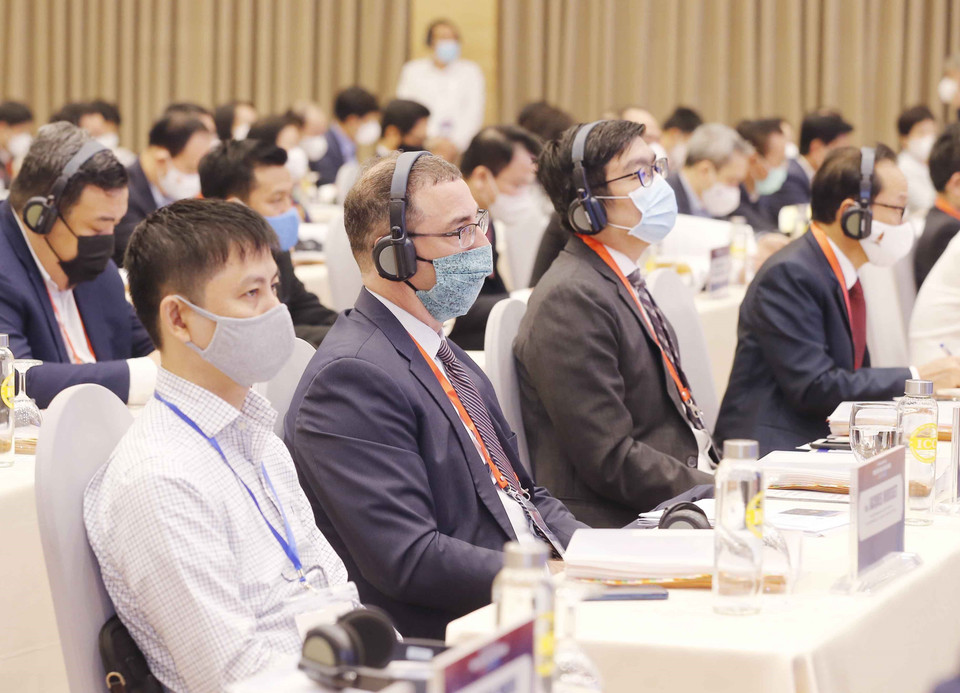 Đại biểu dự Diễn đàn Kinh tế Việt Nam 2021. (Ảnh: Doãn Tấn/TTXVN)