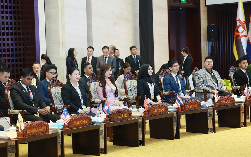 Đại diện Thanh niên ASEAN tham gia phiên đối thoại. (Ảnh: Dương Giang/TTXVN)