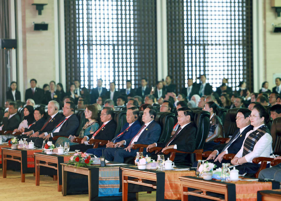 Chủ tịch Quốc hội Trần Thanh Mẫn và các đại biểu tham dự Phiên khai mạc Đại hội đồng AIPA-45. (Ảnh: Thống Nhất/TTXVN)