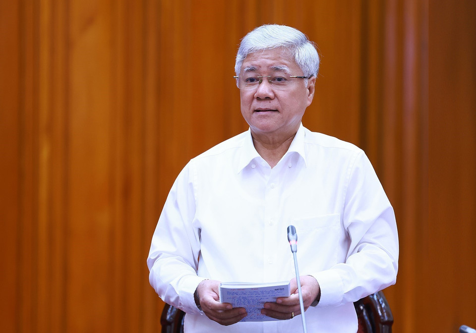 Chủ tịch Ủy ban Trung ương Mặt trận Tổ quốc Việt Nam Đỗ Văn Chiến phát biểu. (Ảnh: Dương giang/TTXVN)