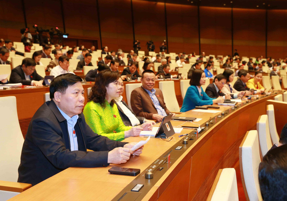 Đoàn đại biểu Quốc hội tỉnh Bắc Ninh tại kỳ họp. (Ảnh: Phương Hoa/TTXVN)