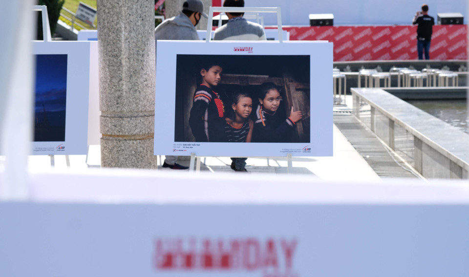 Một tác phẩm trưng bày tại triển lãm Việt Nam muôn màu. (Ảnh: Nguyễn Dũng/TTXVN)