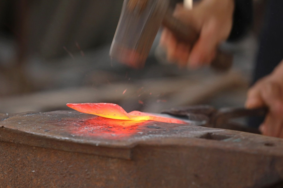 Sản phẩm dao của Hợp tác xã Minh Tuấn Phúc Sen ở xã Phúc Sen, huyện Quảng Uyên đạt chứng nhận sản phẩm nông nghiệp tiêu biểu 3 sao năm 2020. (Ảnh: Minh Quyết/TTXVN)