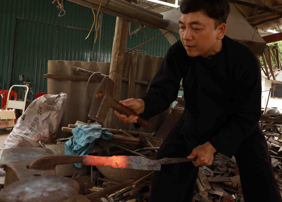 Sản phẩm dao của Hợp tác xã Minh Tuấn Phúc Sen ở xã Phúc Sen, huyện Quảng Uyên, tỉnh Cao Bằng đạt chứng nhận sản phẩm nông nghiệp tiêu biểu 3 sao năm 2020. (Ảnh: Vũ Sinh/TTXVN)