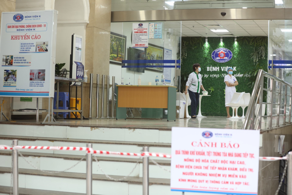 Bệnh viện K tại cơ sở Phan Chu Trinh đã tháo dỡ cách ly. (Ảnh: Minh Quyết/TTXVN)