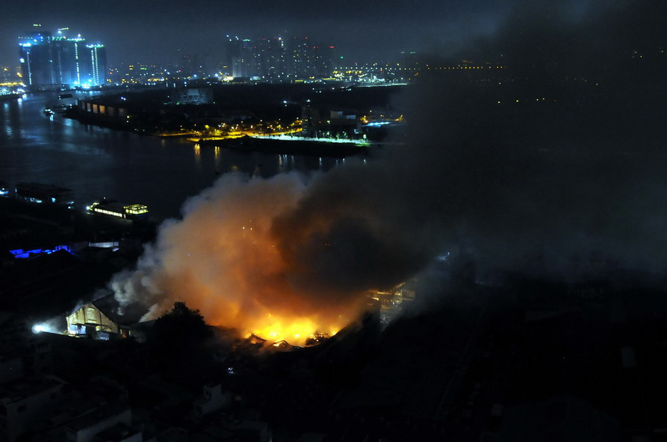 Hiện trường vụ cháy. (Ảnh: An Hiếu/TTXVN)