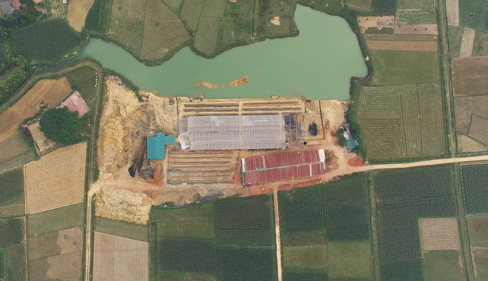 Hệ thống lò nằm lọt giữa các ruộng lúa (Ảnh: PV/Vietnam+)