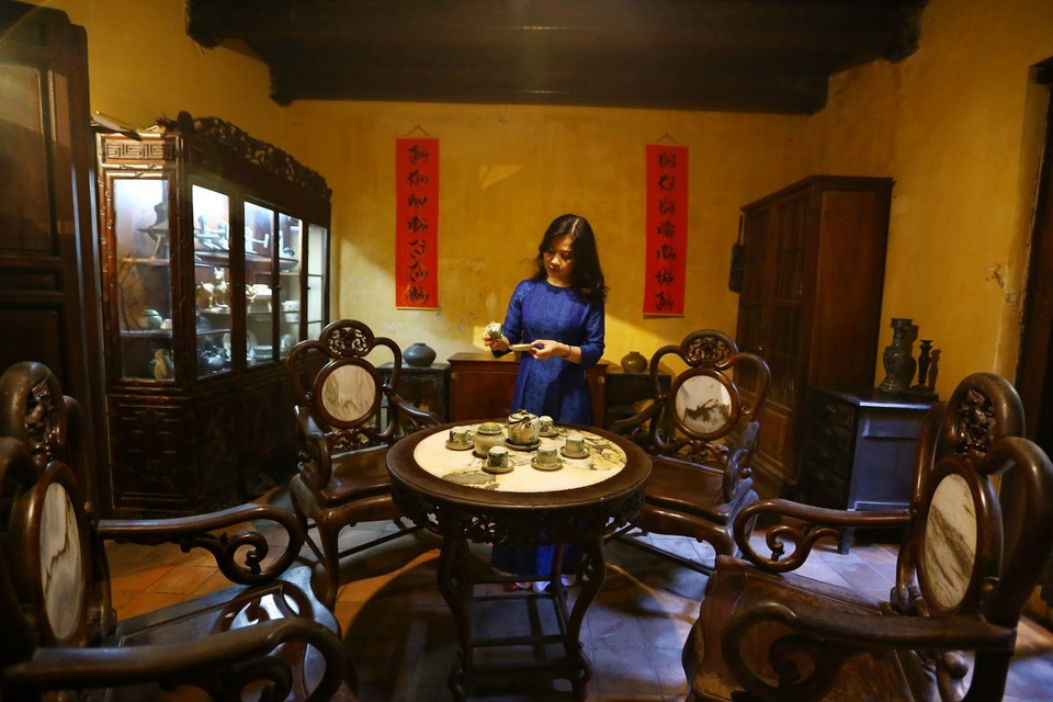 Không gian sinh hoạt của một gia đình Hà Nội xưa. (Nguồn: TTXVN)