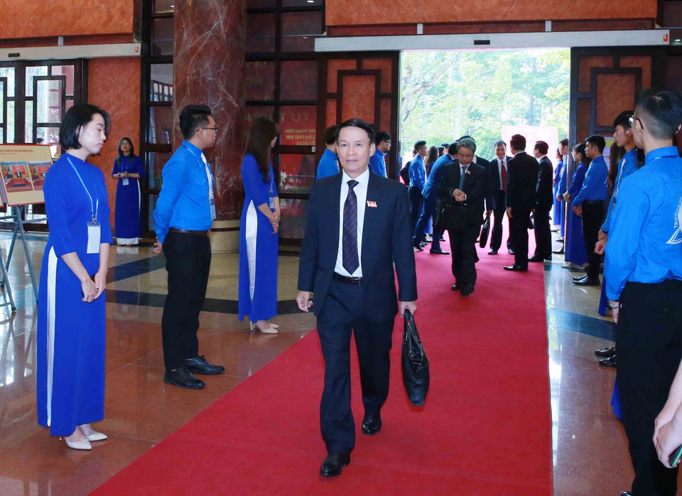 Ủy viên Trung ương Đảng, Tổng Giám đốc Thông tấn xã Việt Nam Nguyễn Đức Lợi đến dự Đại hội. (Ảnh: Phương Hoa/TTXVN)